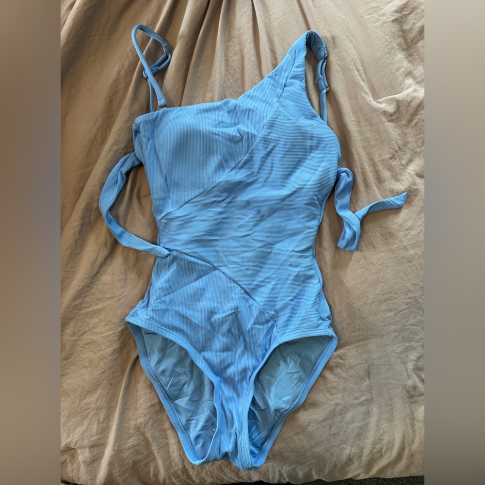 Light Blue One-Shoulder Swimsuit Small